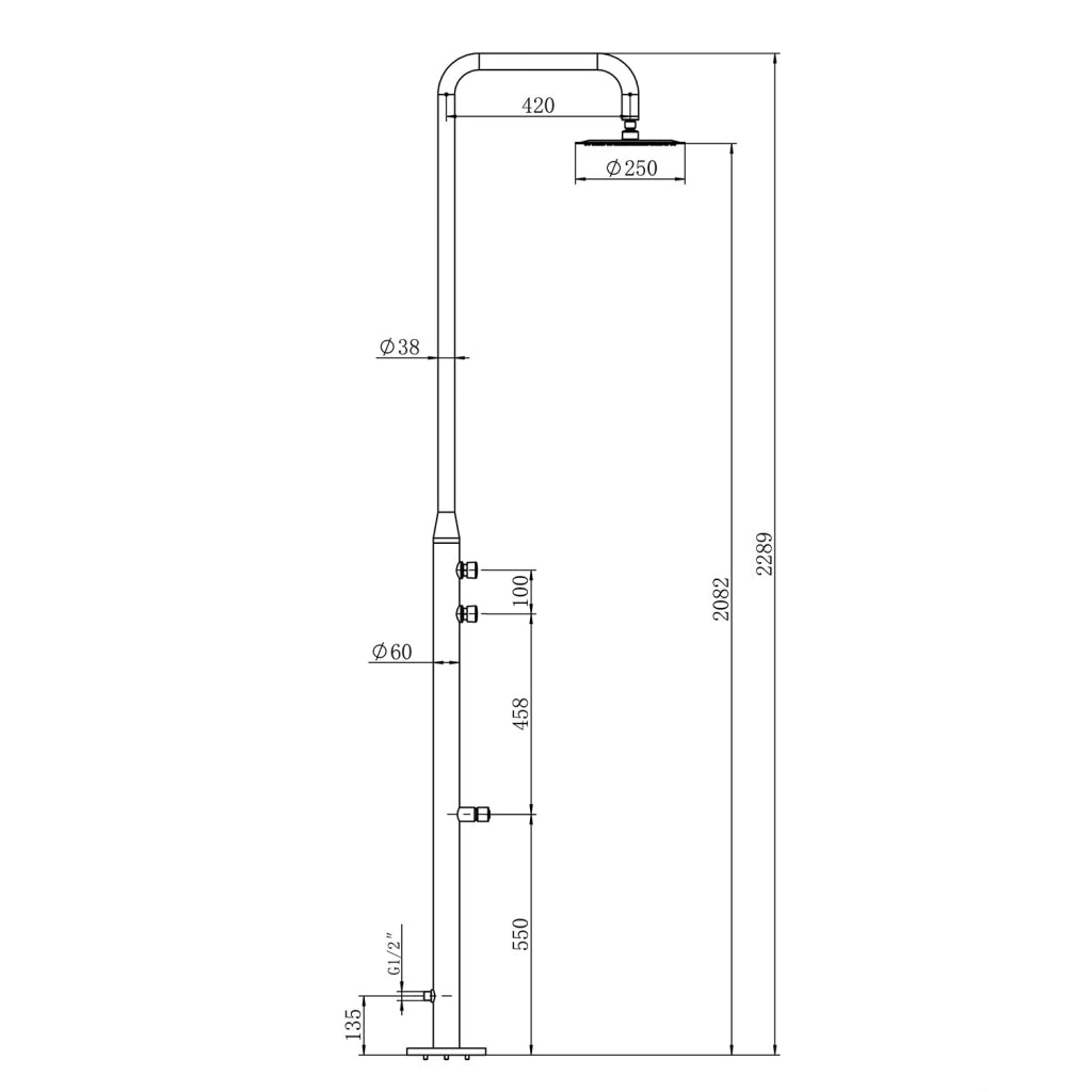 SINED Doccia esterna in acciaio inox AISI 316L satinato resistenza alla corrosione e agenti atmosferici design funzionale per ambienti esterni raffinati facile manutenzione e durabilita garantita -