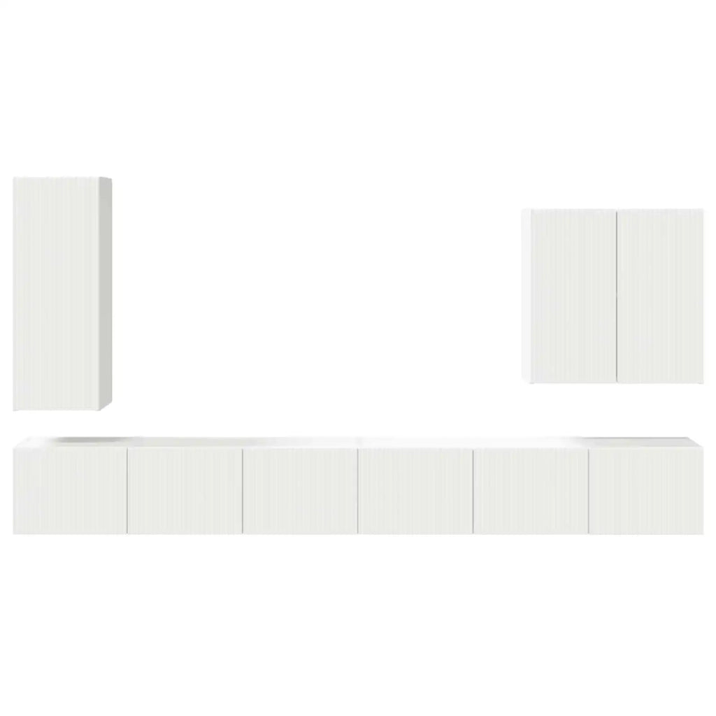 Set di Mobiletto da TV a Parete Montaggio a parete 6 pcs Bianco 3408943