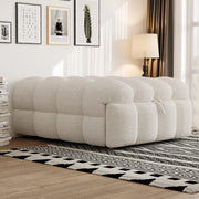 Letto pieghevole singolo 183×76×42 cm in tessuto bouclé trasformabile; senza materasso; beige