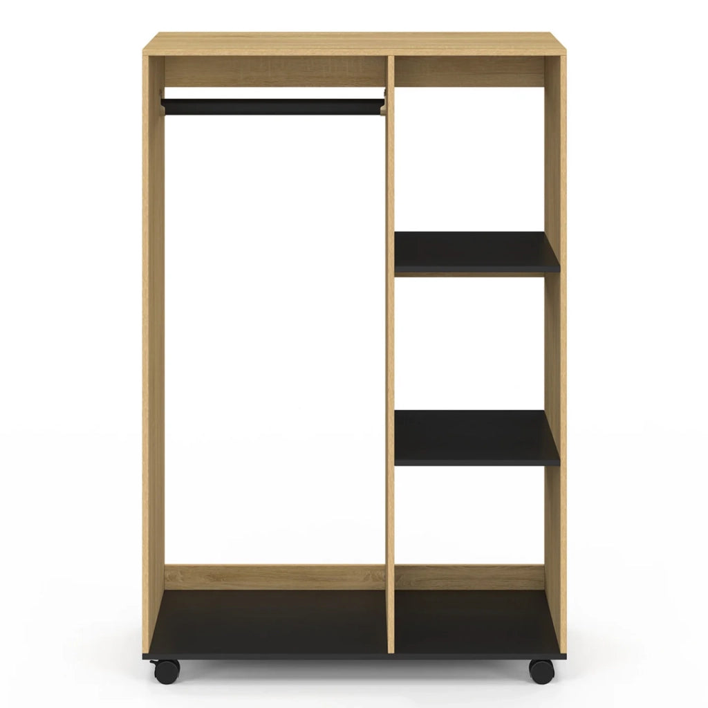 IDMarket - Armadio RACHEL 80 x 40 x 120 cm su rotelle, faggio e nero