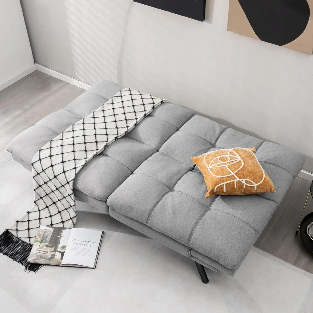 Divano Letto Convertibile, Schiuma di Memoria con Schienale e Poggiatesta Regolabili, Schienale Regolabile in 3 Posizioni, Multiuso e Moderno, per Camera da Letto Salone Balcone (Grigio)