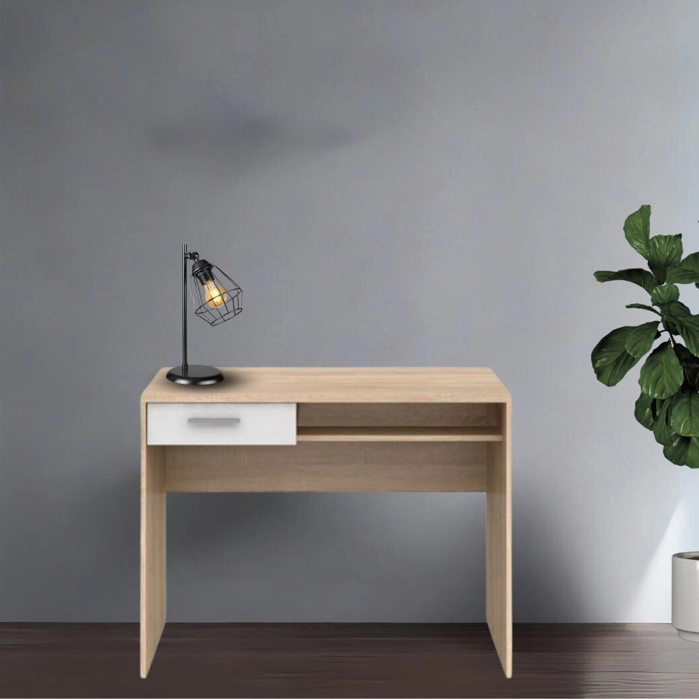 Scrivania con cassetto 100 cm. Nepo 100x59x75,5H colore rovere bianco