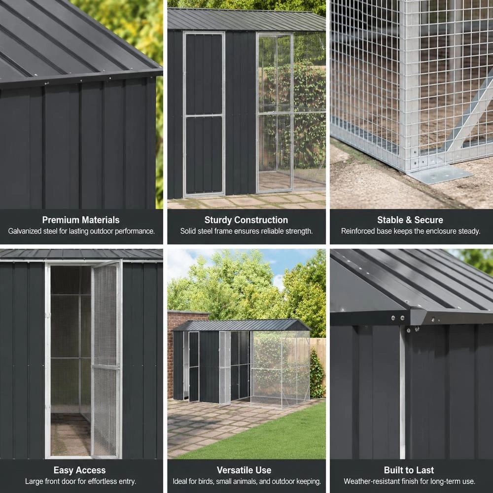 Bird Cage Anthracite 430 X 208 X 247 Cm Galvanized Steel