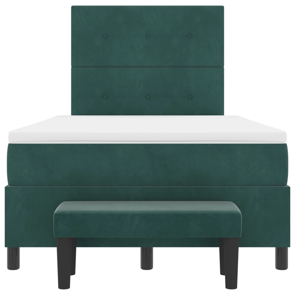 Letto Box Spring e Materasso Verde Scuro 120x190 cm Velluto