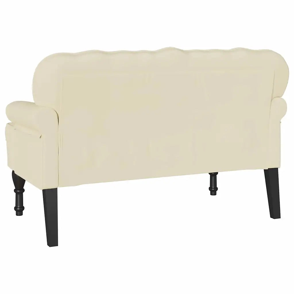Panca Chesterfield-Sgabello-Divano Crema 119,5 x 64,5 x 75 cm Pelle Sintetica