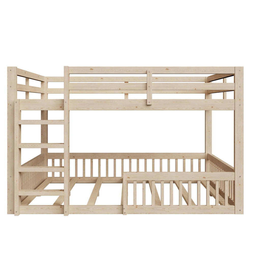 LETTO A CASTELLO 160x200 cm in Pino e MDF Naturale con Sponde