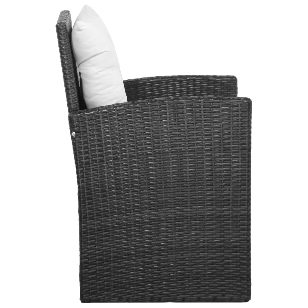 Set di mobili da giardino mobili da esterno 5 pezzi con cuscini resina intrecciata nera 02_0016494