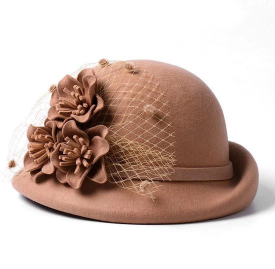 Baret da donna per autunno e inverno, cappello in lana versatile e elegante, fedora, cappello retro in pelo di coniglio.
