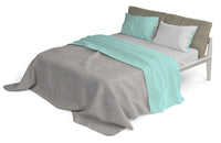 Set Lenzuola 1 Piazza e Mezzo Sopra Sotto e Federe Doubleface Verde Acqua/Grigio Chiaro