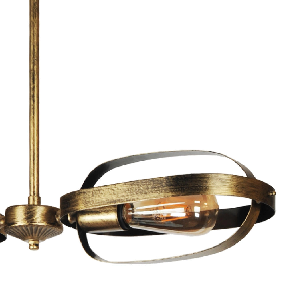 Lampadario 'Saltash' a 2 Fonti Luce Lampada da Soffitto in Stile Industriale con Paralumi a Strisce - colore Oro con