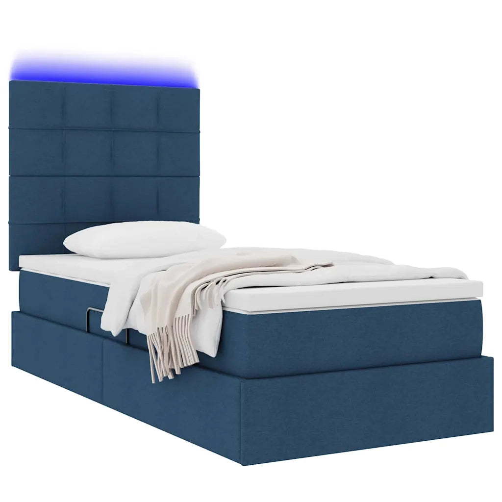 Letto con contenitore e LED con led Blu 100 x 200 cm Poliestere