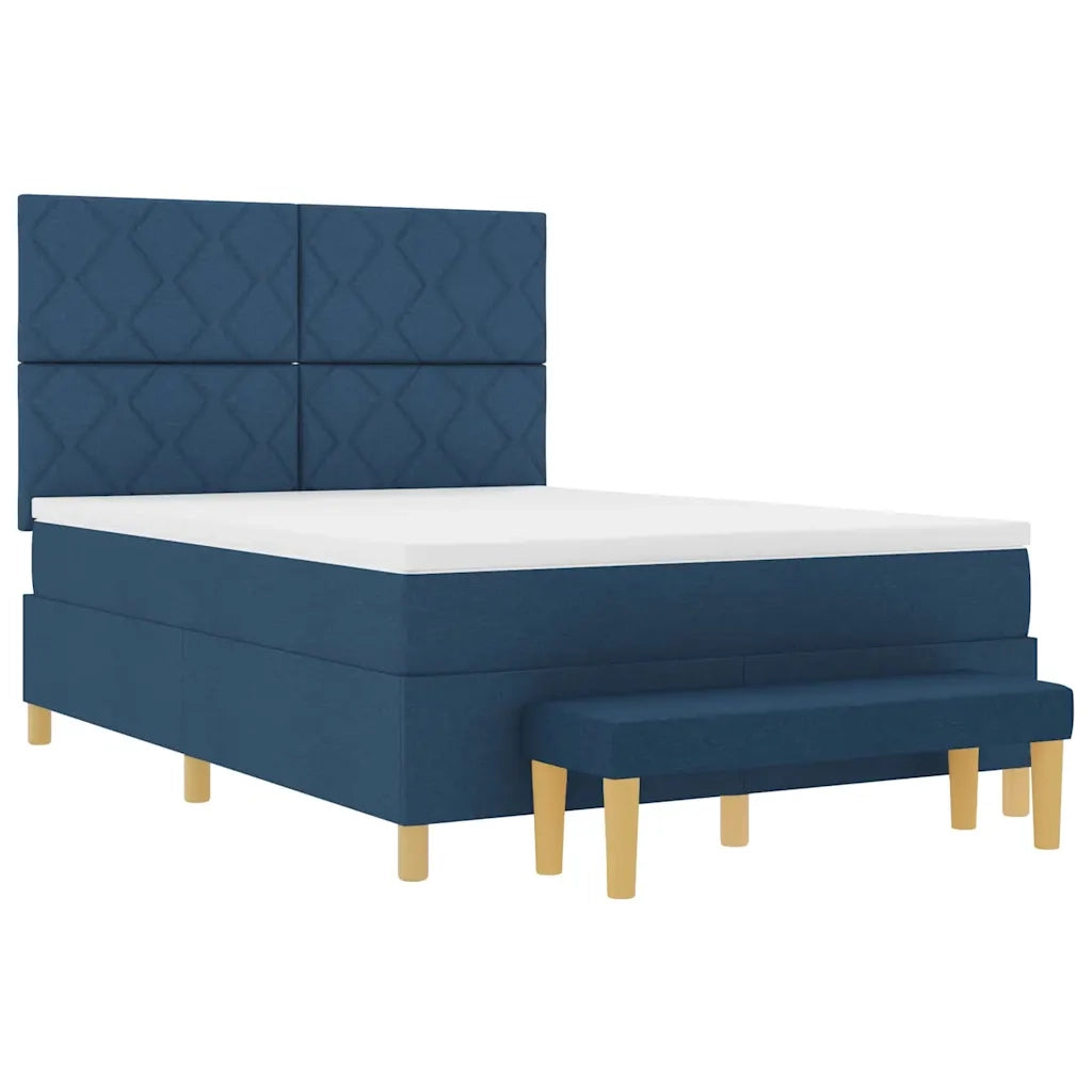 Letto a molle con cuscino con testiera Blu 190 x 140 cm Tessuto 3344379