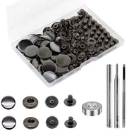 24 set di viti a pressione, viti a pressione in ottone Φ17mm viti a pressione metalliche con set di attrezzi di fissaggio per pantaloni di pelle giacche portafoglio borse, nero