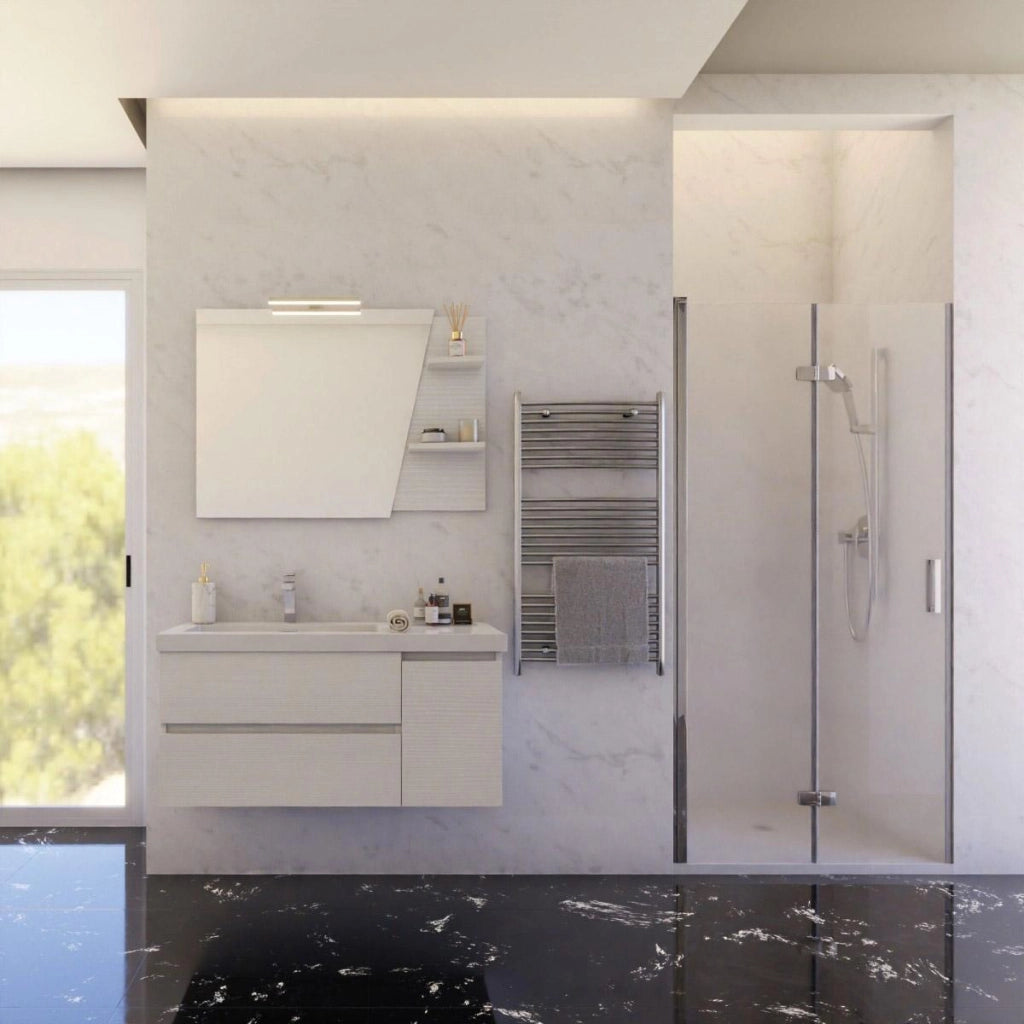 Mobile Bagno Sospeso 100 cm Lavabo e Specchio Bonussi Pegaso Bianco