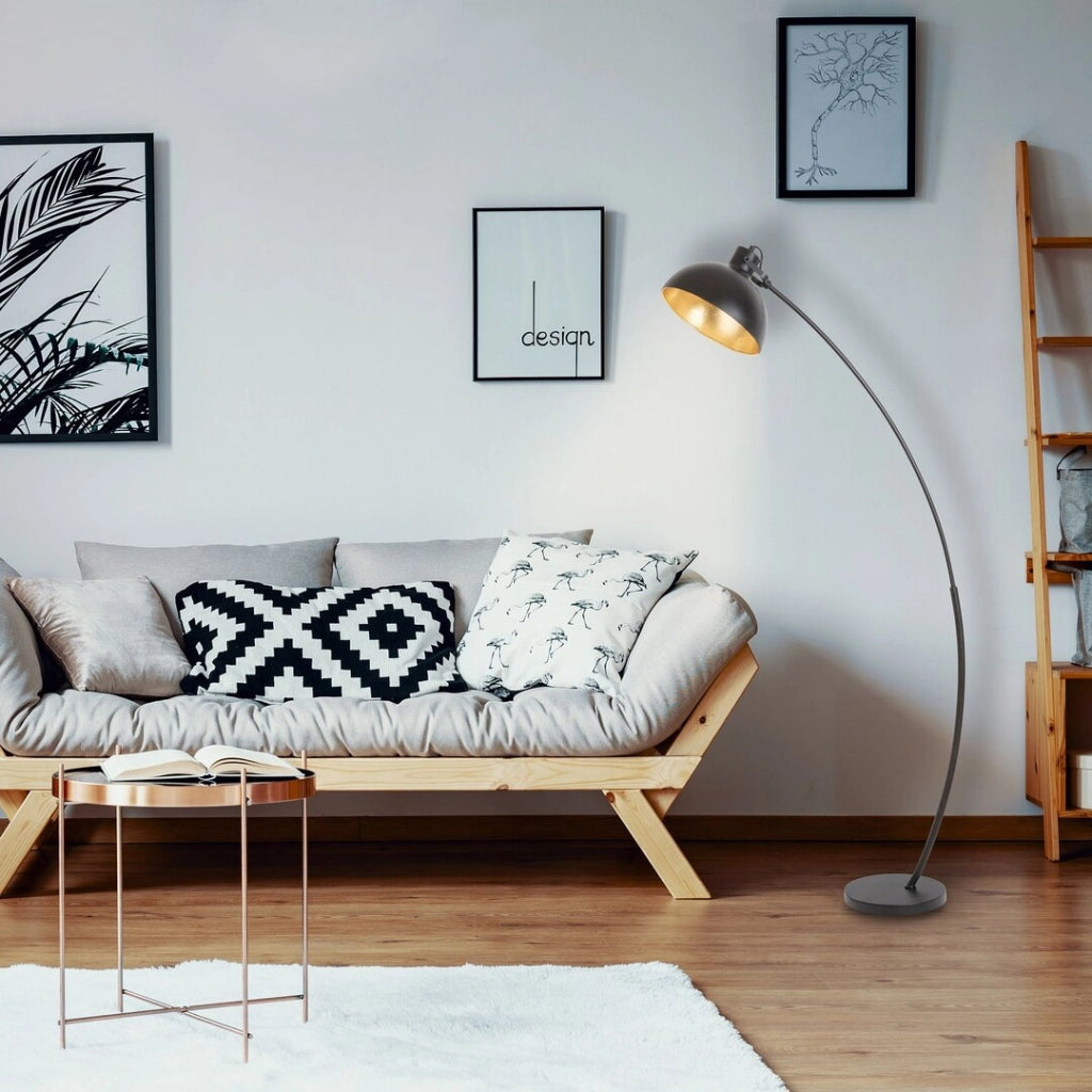 Lampada da terra ad arco Otto nero/oro E27 60W Rabalux