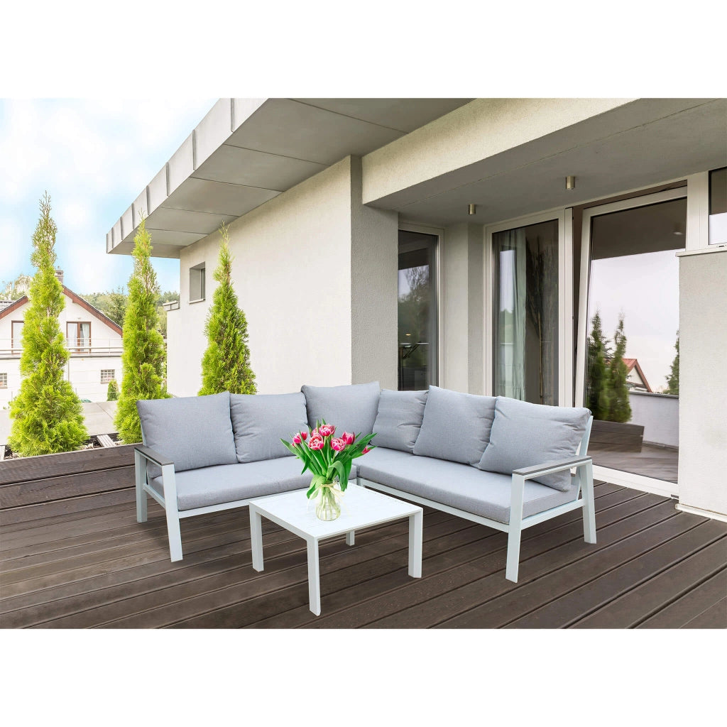 SALOTTO ANGOLARE SURABAYA CON CUSCINI IN COLORE BIANCO