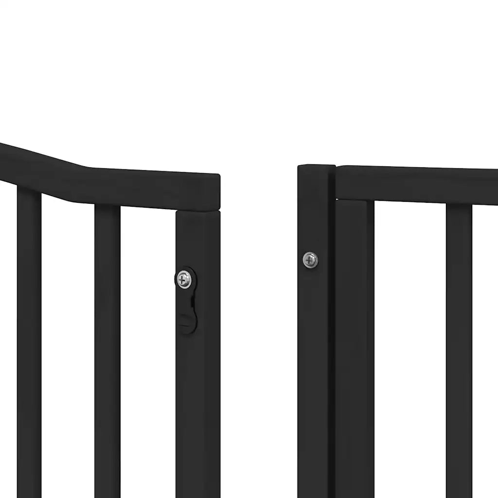 Cancello Cani Porta Pieghevole Nero 8 Pannelli 640 cm Pioppo CFW6112668