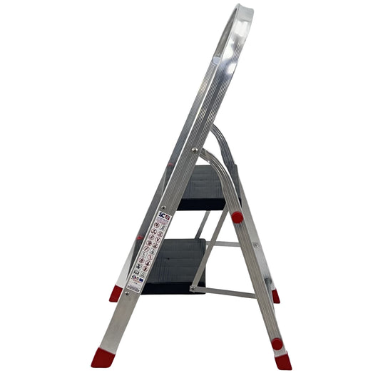 Scala in Alluminio 2 3 4 5 Gradini Sgabello Pieghevole Richiudibile Salvaspazio Ripiegabile Robusta Multiuso c 2 gradini