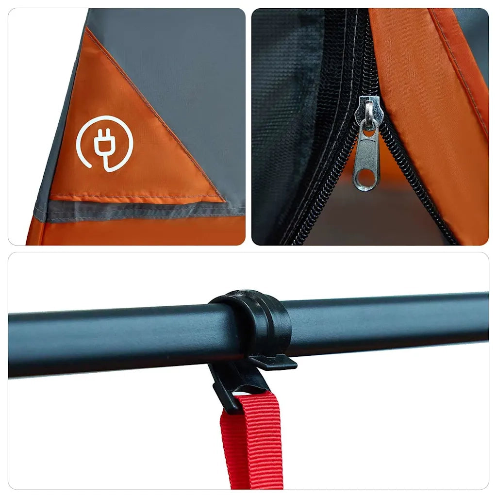 vidaXL Tenda con tetto Grigio e Arancione e Nero 280 x 220 x 176 cm