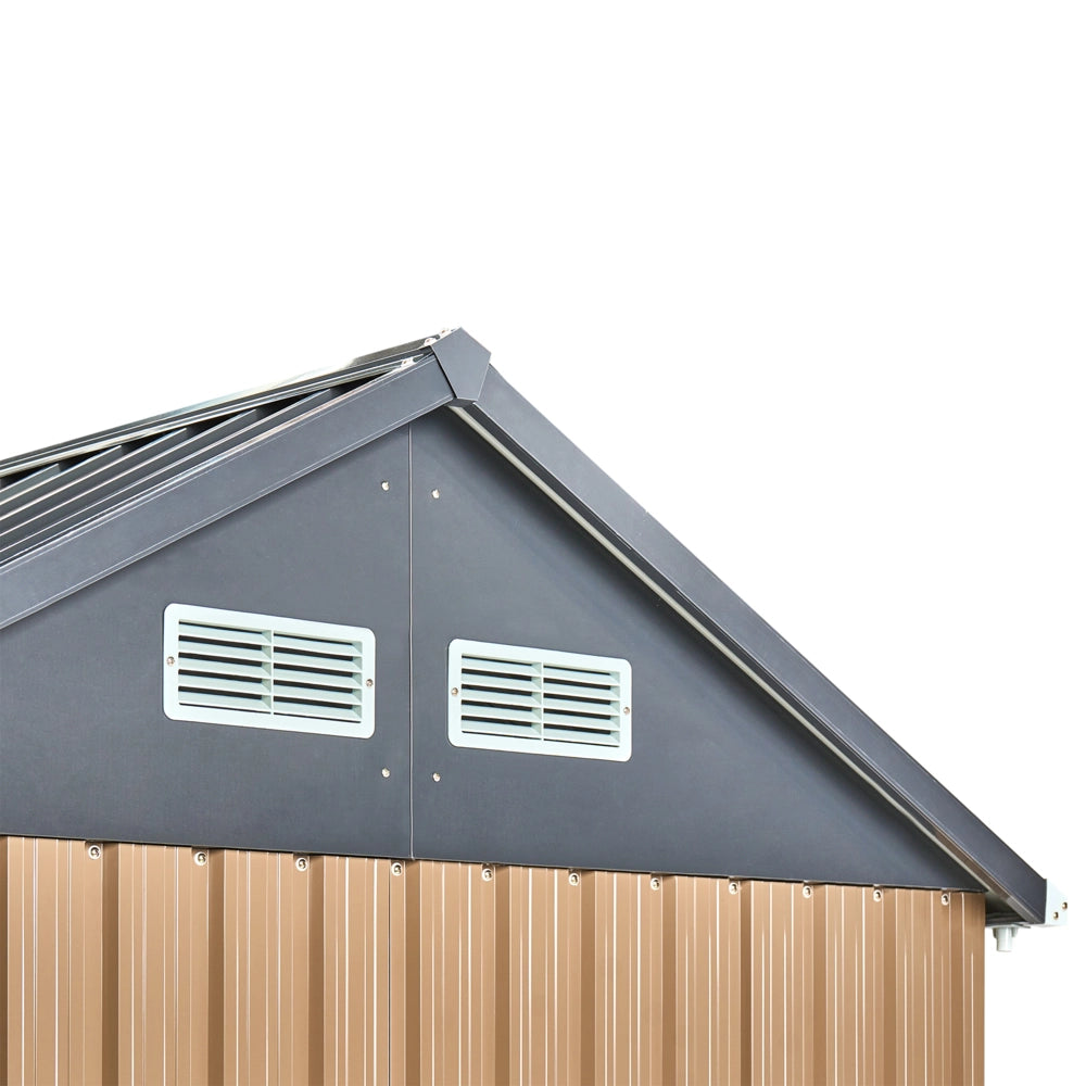 Capanno da giardino walk-in 235 x 175 cm in acciaio con chiusura a bullone resistente ai raggi UV impermeabile marrone