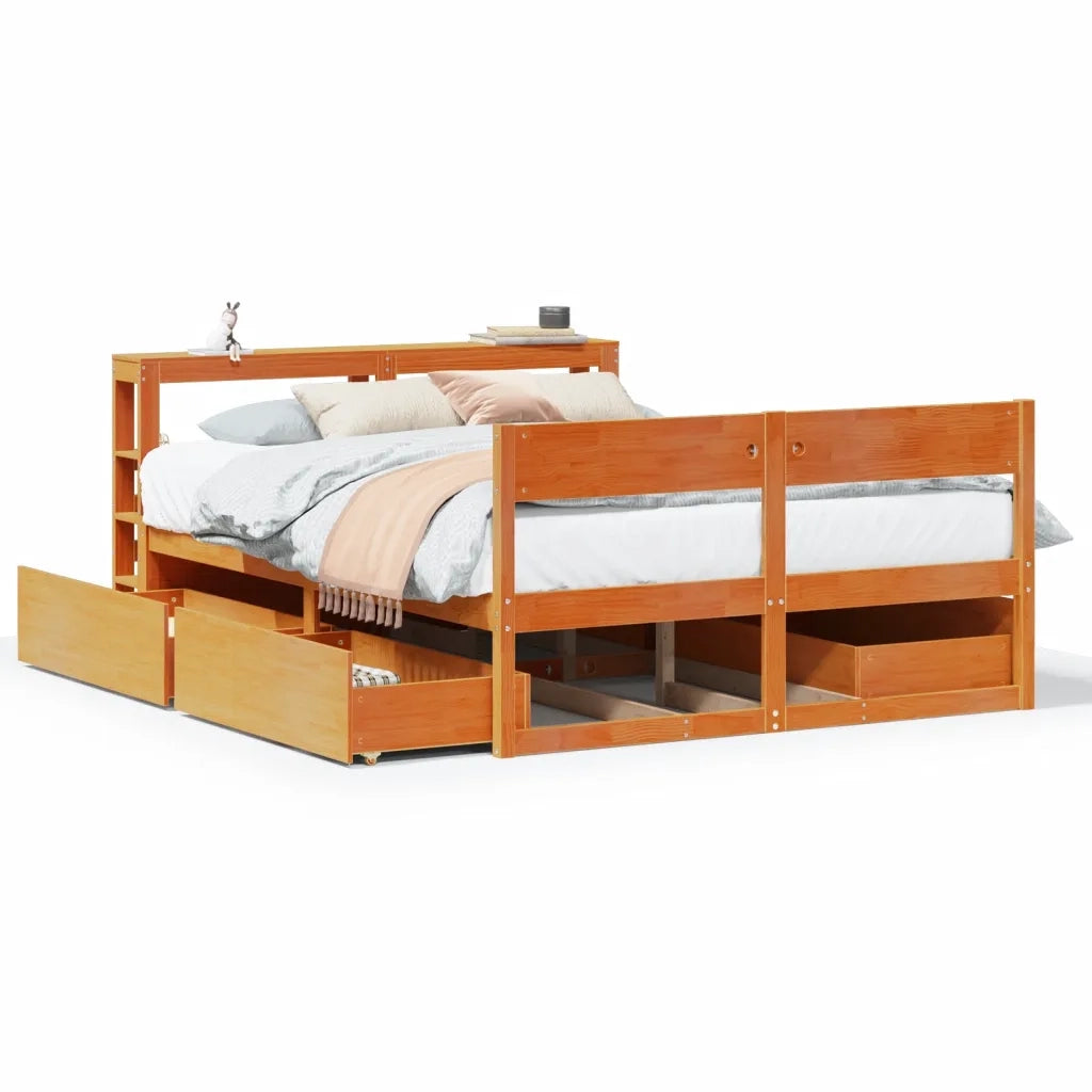 vidaXL Letto senza Materasso Marrone Cera 140x190 cm in Legno di Pino