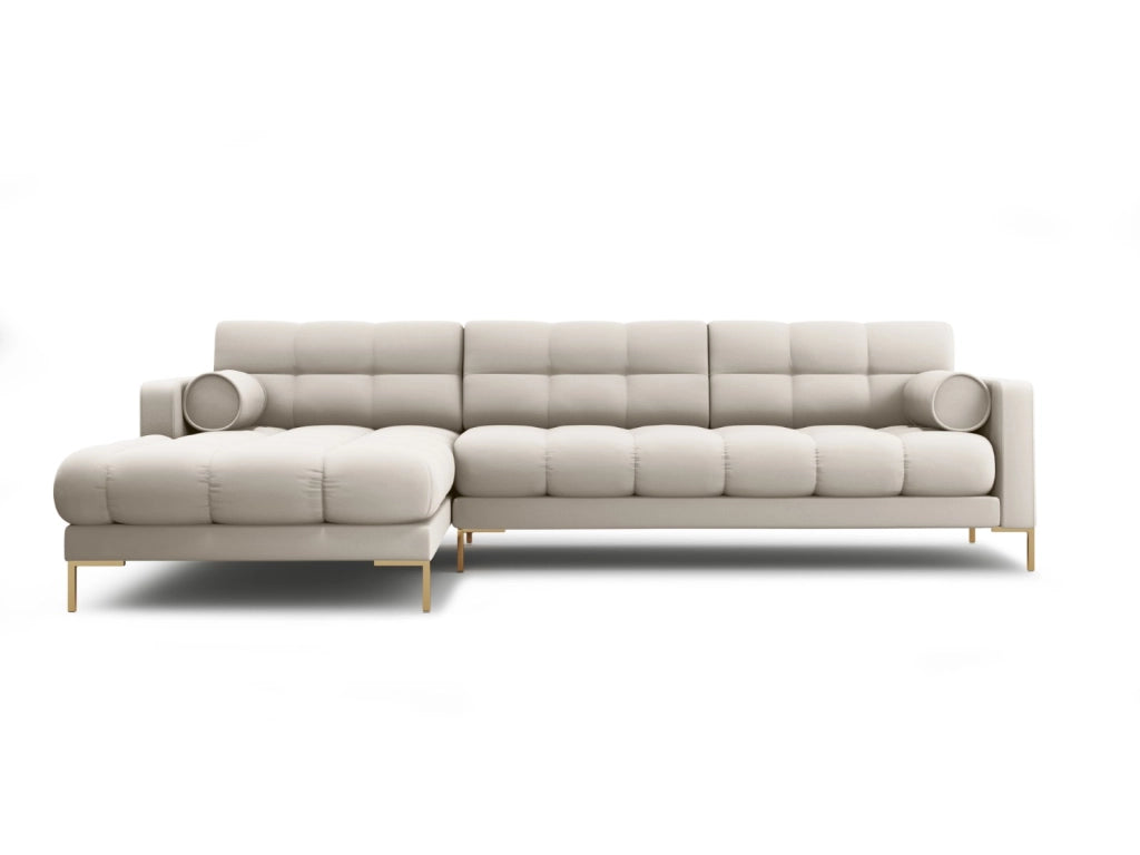 Cosmopolitan Design - Divano angolare sinistro "Bali" 5 posti in tessuto strutturato beige 