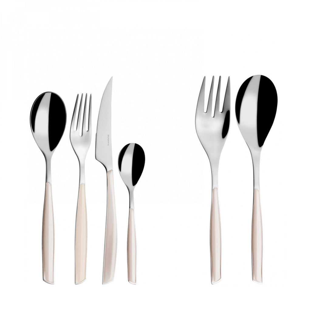 GLAMOUR, Posate Set 50 Pz, Scatola Gallery, Casa Bugatti Colore: Avorio