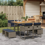 Set da pranzo da giardino da 9 pz con Cuscini in Polyrattan Grigio 3278092
