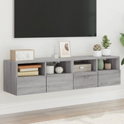 Mobili TV Muro 2pz-Set di 2 Credenza per TV sospesa Grigio Sonoma 60x30x30 cm Legno Multistrato