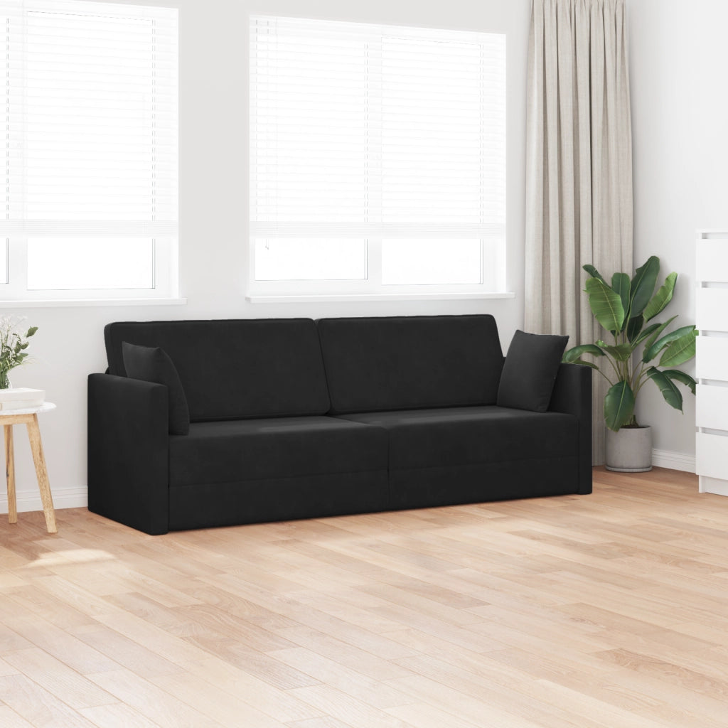 Divano Letto 2-in-1 Nero 213x144x60 cm