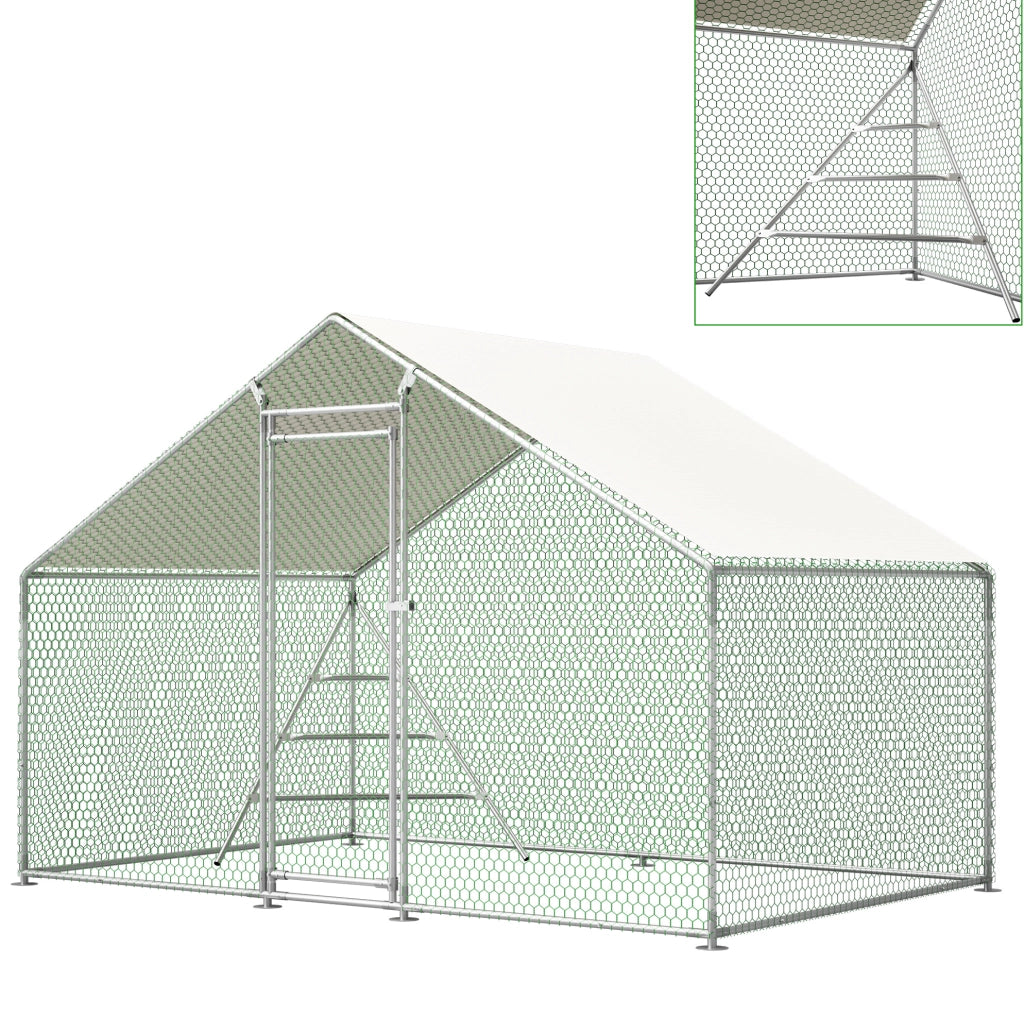 Recinto per polli in metallo 3 x 2 x 2 m con copertura PE