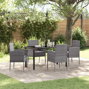 Set da Pranzo per Giardino con cuscino 5 pcs Grigio polyrattan 3380059