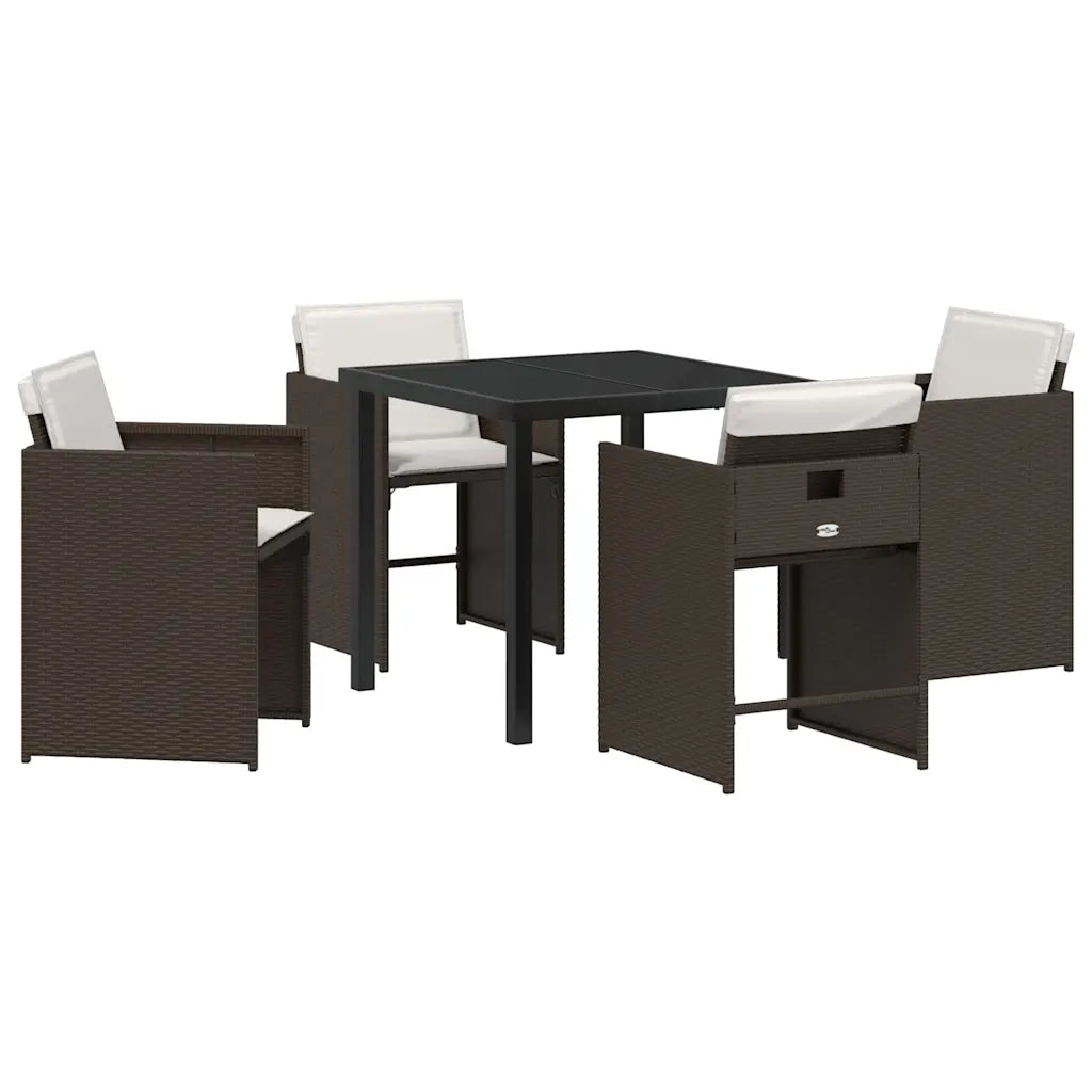 Set da Pranzo per Giardino 5 pcs Marrone polyrattan