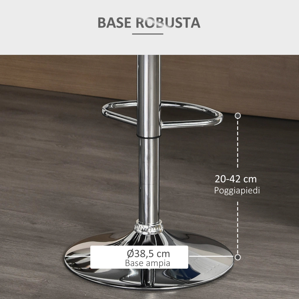Set 2 Sedie da Bar Girevoli con Schienale ¨C Zephmum ¨C Grigio Tessuto Altezza Regolabile