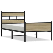Letto singolo | Letto per adulti | Giroletto senza Materasso Rovere Sonoma 90x200 cm in Truciolato