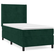 Letto singolo | Letto per adulti | Giroletto a Molle con Materasso Verde Scuro 80x200 cm Velluto