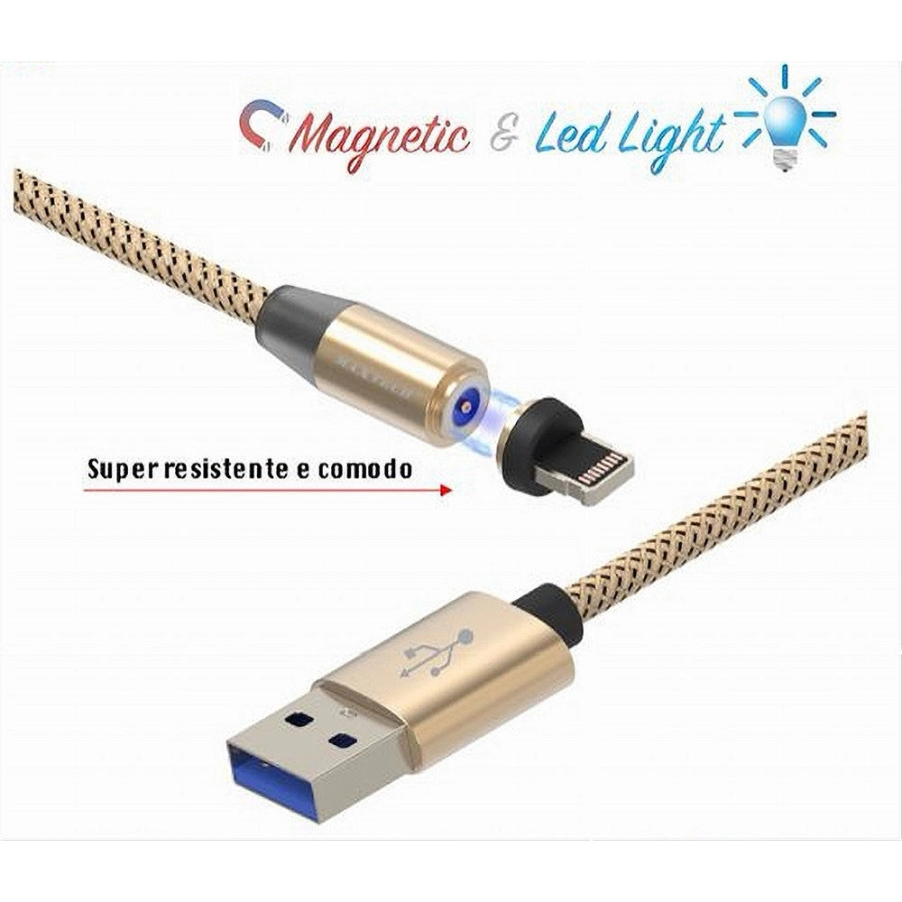 Trade Shop - Cavo Lightning 1mt Usb Intrecciato Magnetico Ricarica Ipad Iphone Maxtech F-ip026 -