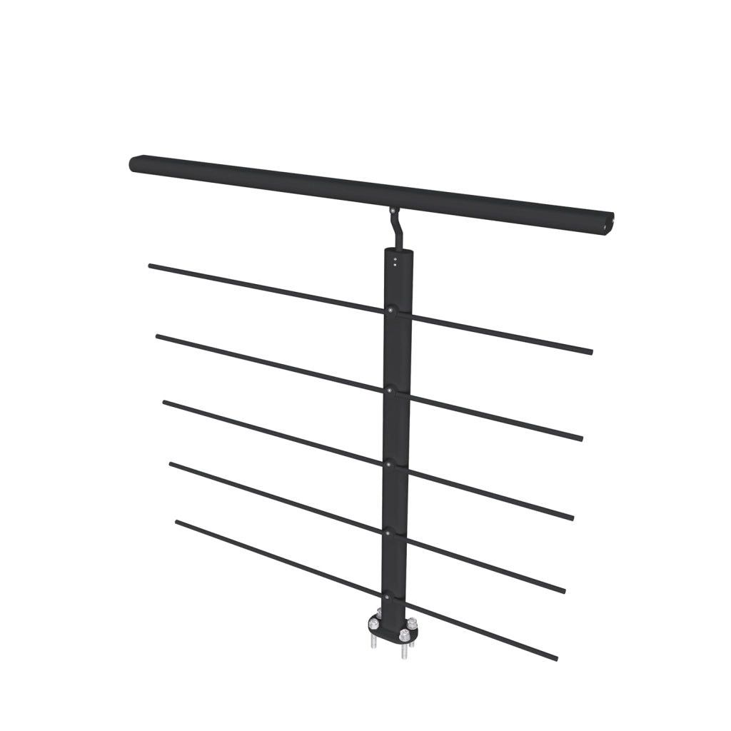 Ringhiera Parapetto in Alluminio Nero Opaco 100x100cm per interni ed esterni a Fissaggio a Pavimento
