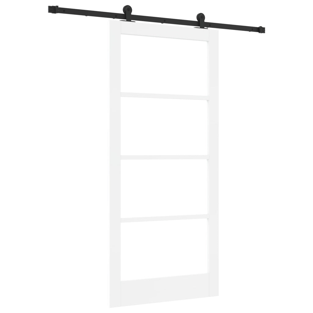 Porta scorrevole con set di accessori 'ORKDAL'in legno massello bianco e vetro
