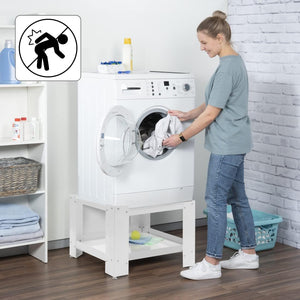 Supporto in Acciaio per Lavatrice o Asciugatrice con Ripiano 63x54 H 31 cm Bianco