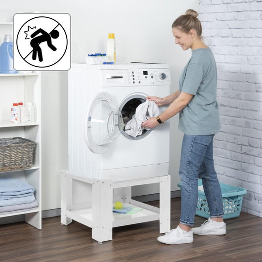 Supporto in Acciaio per Lavatrice o Asciugatrice con Ripiano 63x54 H 31 cm Bianco