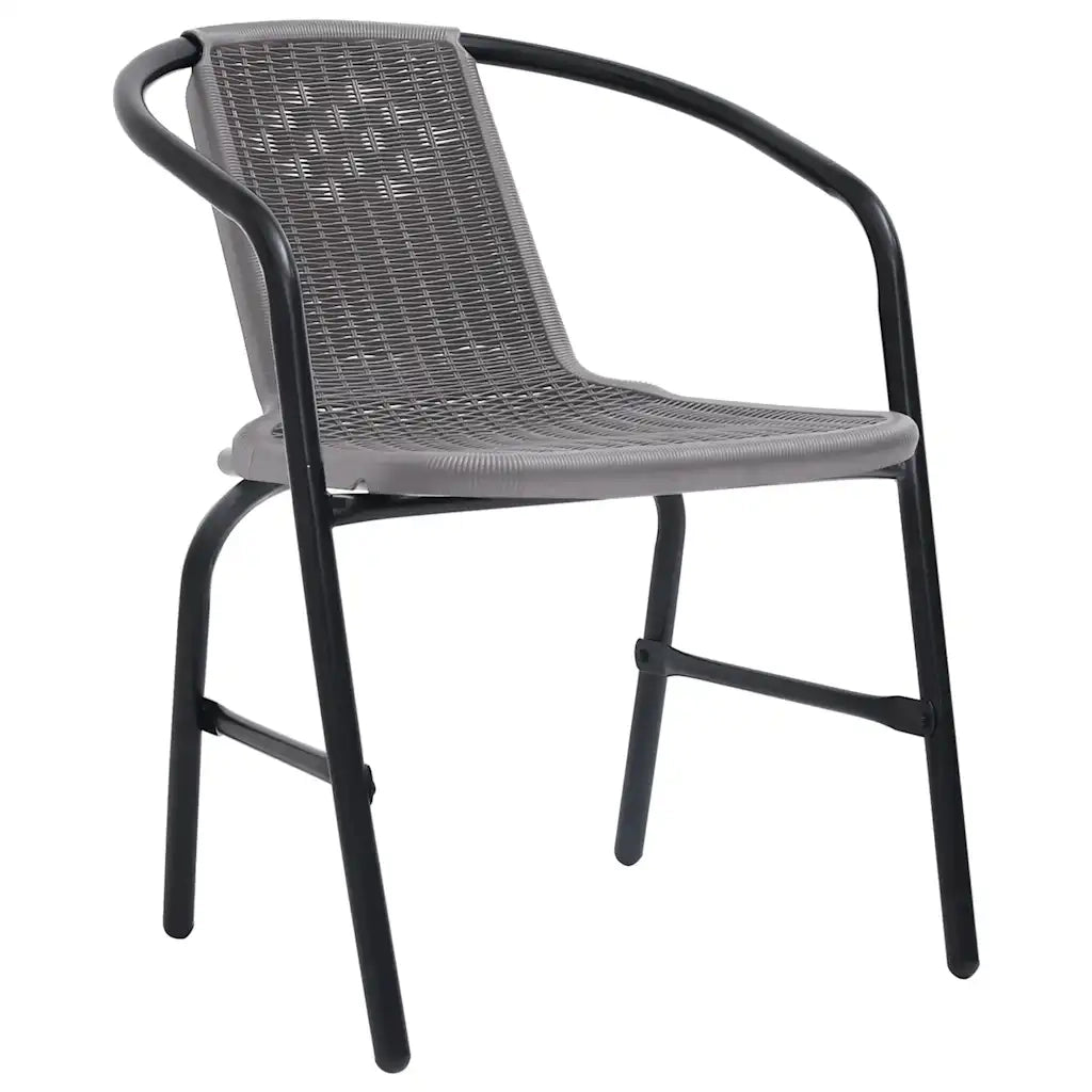 Sedie da Giardino 2 pz Nere Plastica Stile Rattan Acciaio 110kg cod mxl 15526