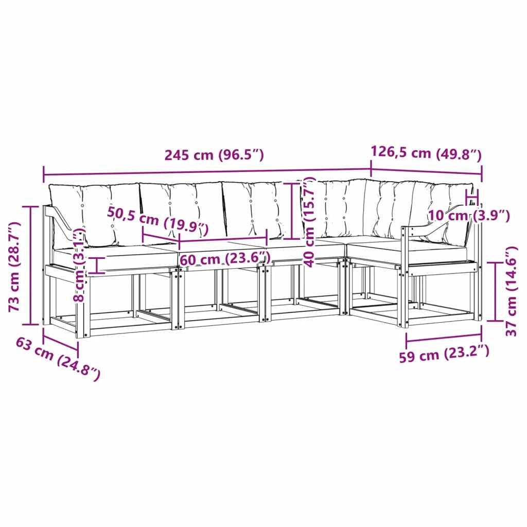 Set di divani da esterno con cuscino 5 pcs Bianco e Beige 3389487