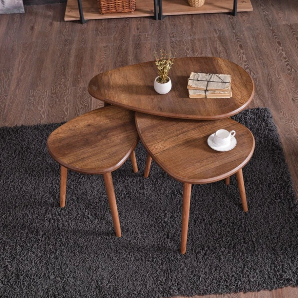 Set di tavolini in legno "Alvin" 80 x 52 x 50 cm - Noce