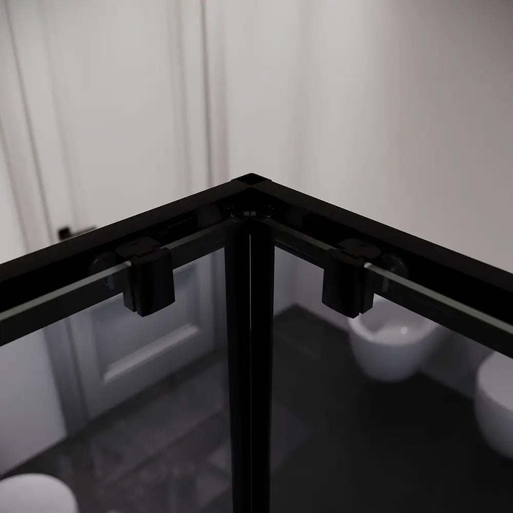 Box doccia 70x90 cm angolare doppio scorrevole profili neri vetro fumé h190 | Java