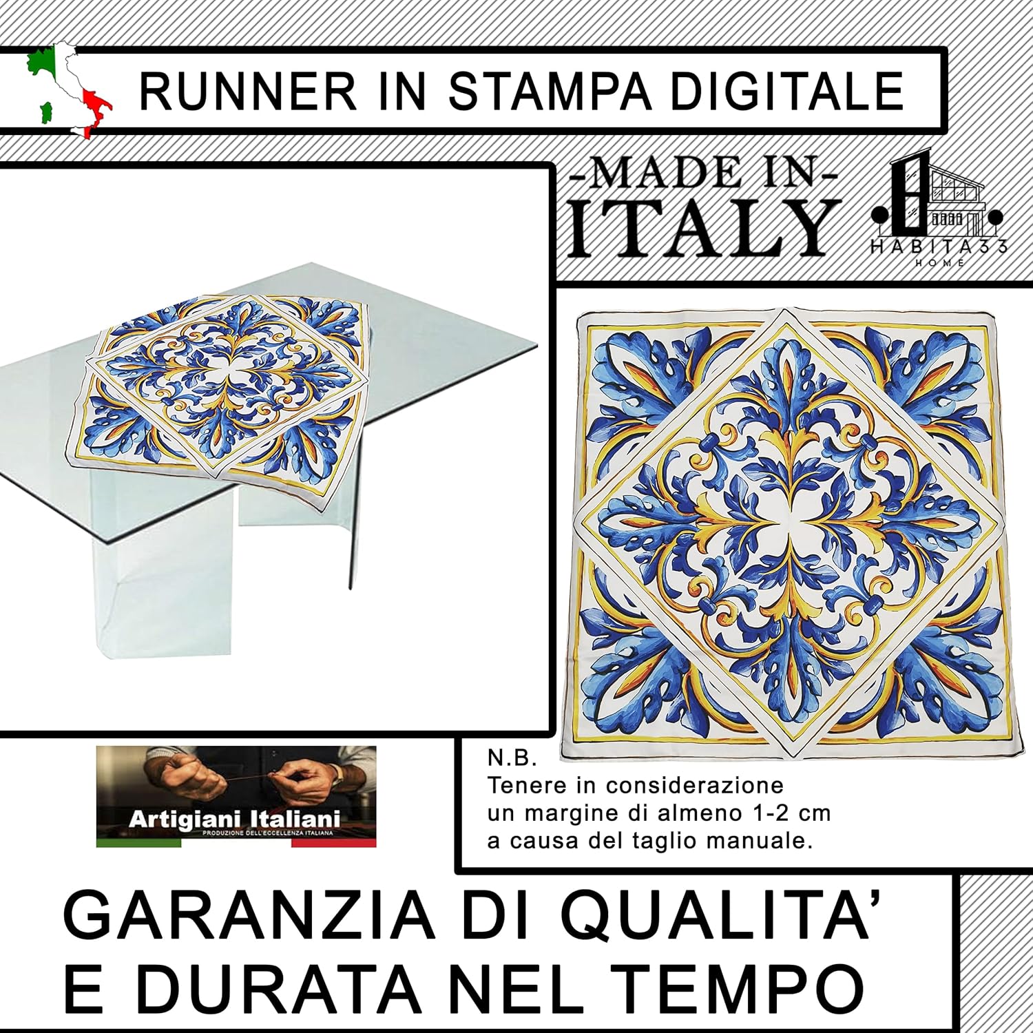 Runner da Tavola, Centrotavola Moderno per Mobili da interno o esterno Made in Italy (Giglio)