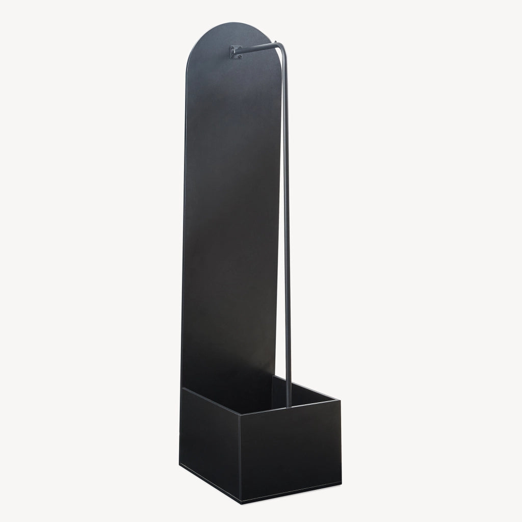 Specchio da Terra Ovale Kuonta con Appendiabiti e Vano Portaoggetti 165x40x51 cm - Nero [en.casa]