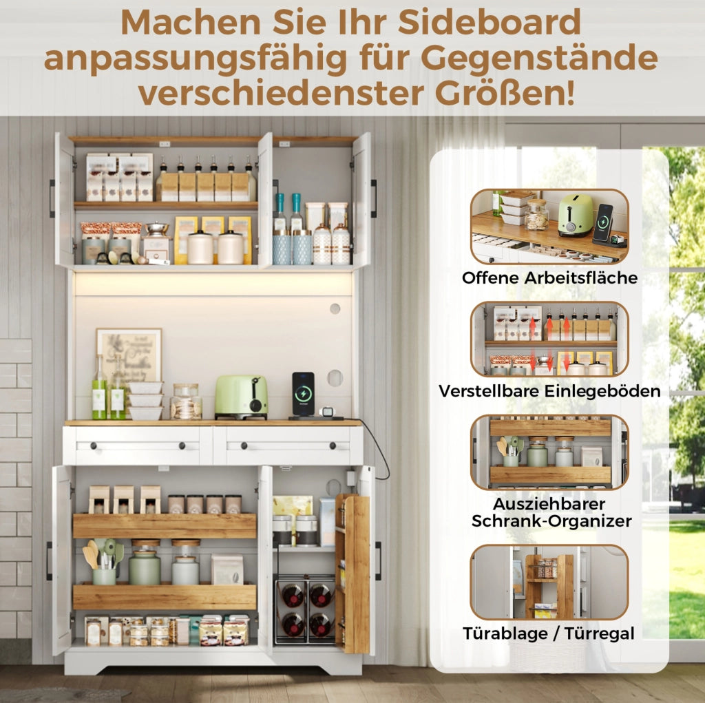 Dispensa alta in MDF con LED RGB, prese e organizer estraibili