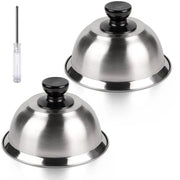 Set di coperchi per burger in acciaio inossidabile, composto da 2 elementi, calderoni per formaggio e calderoni per cottura, coperchio di burger con 1 piccola chiave a stella, 16 * 9CM