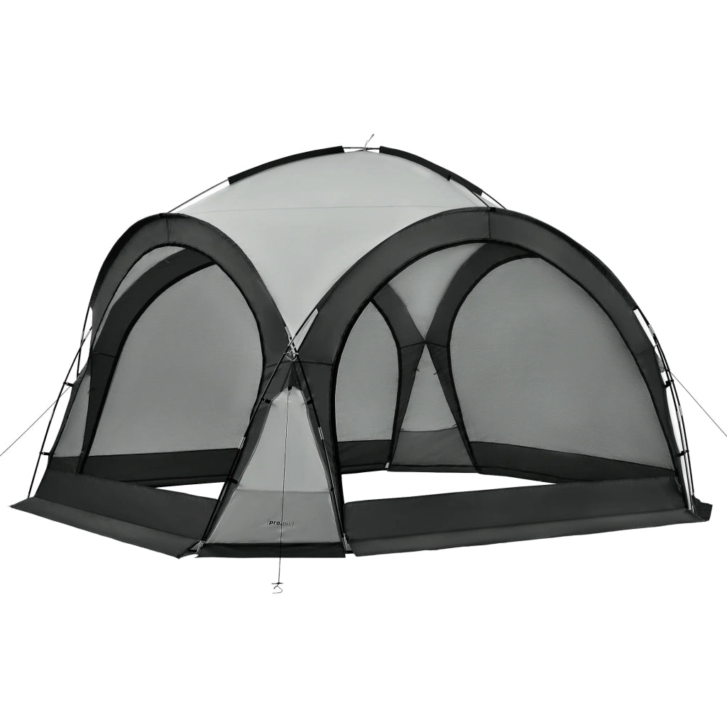 Gazebo da campeggio con ghirlanda 96 LED 345 x 345 x 247 cm grigio scuro 03_0008742